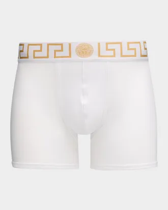 Versace Men & apos;s Organic Cotton Greek Key Boxer Briefs