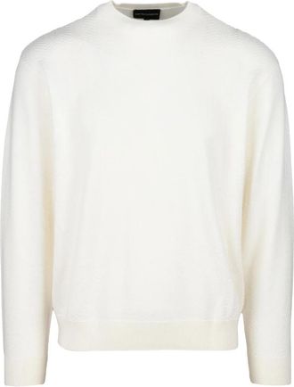 Emporio Armani Rondgebreide bovenkleding - Heren - Ronde hals truien - Beige - XL - Truien & Vesten