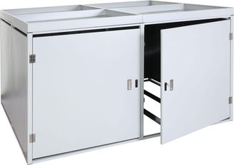 Hhg Garage Armadio Per 4 Biciclette Con Serratura E Fioriera Hhg-985b Ferro Acciaio Zincato 126x220x210cm Grigio