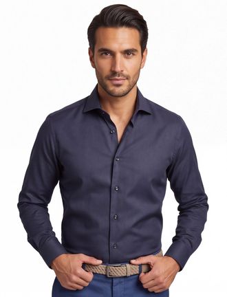 John Miller overhemd donkerblauw effen