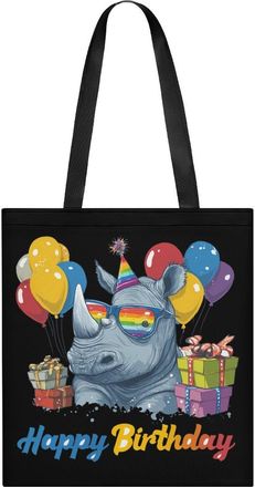 Generic Rhino Birthday Tote Bag for Women Men Shoulder Bags Purses Pouch Handbags