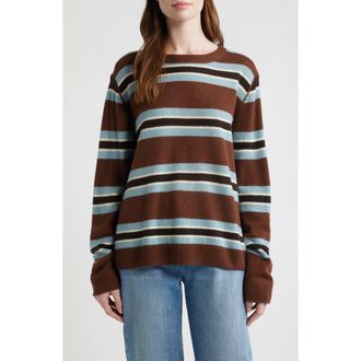Reformation Cashmere Boyfriend Sweater in Chocolate Cake Multi Stripe at Nordstrom, Size X-Small