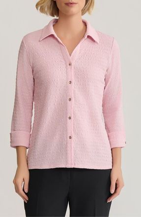 Kasper Ridge Knit Button-Up Shirt in Tutu Pink at Nordstrom, Size X-Large P