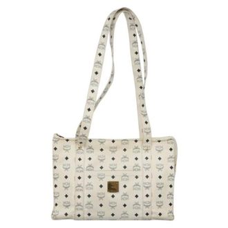 MCM Tweedehands leren schoudertassen - Dames - Pre-owned - Wit - Maat: ONE Size Leer