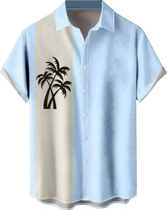 Generic Shirt Summer Floral Loose Top Mens Hawaiian Shirt Short Sleeve Floral Button Down Shirts Tropical Holiday Beach Shirts Mens Cotton Linen Vintage Patte