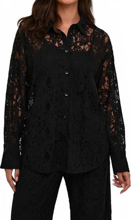 Kaffe Kanelly Lace Collared Shirt In Black Deep