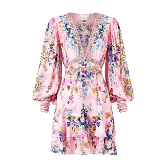Camilla Kleedjes, Dames, Roze, S, Jurk met knoopsluiting en ruches