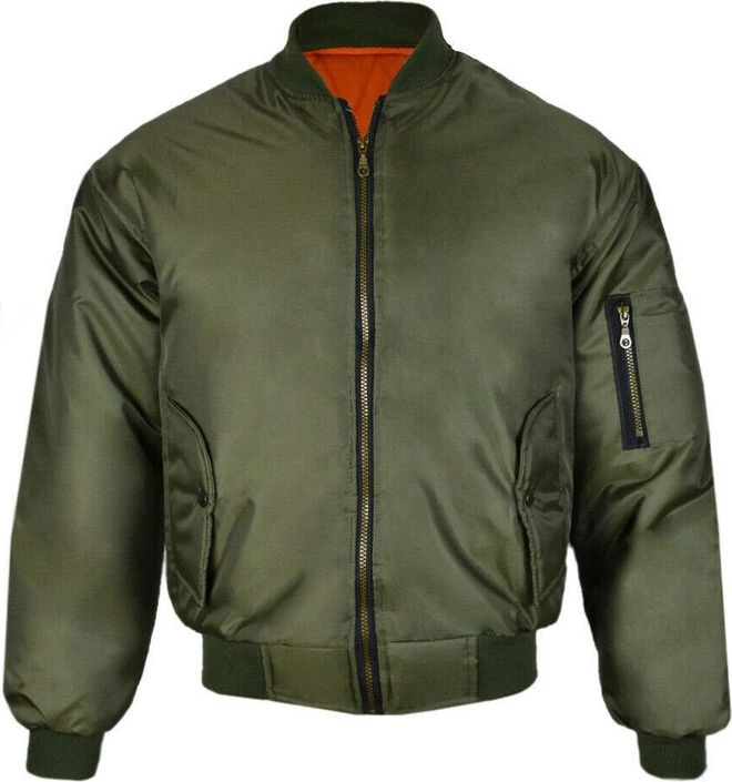 Mens Raiken Classic MA1 Bomber Military Flight Biker Security Padded Jacket (Khaki, XX Large)