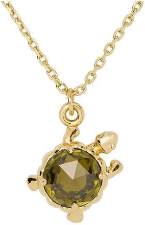 Kate Spade New York Secret Garden Turtle Pendant Womens Necklace Green, Brass