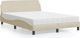 vidaXL Cama Con Colch&oacute;n Tela Color Crema 120x200 Cm Vidaxl