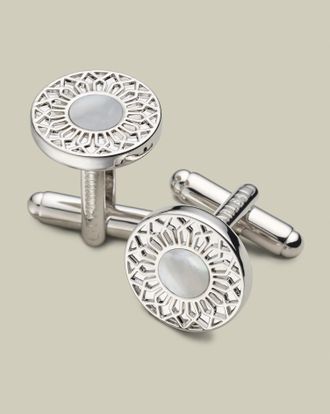 CHARLES TYRWHITT Mother Of Pearl Round Cufflinks - Silver by Charles Tyrwhitt