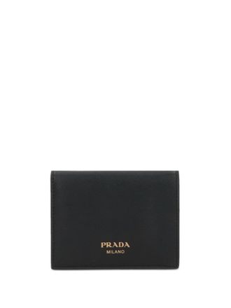 Prada logo-lettering leather wallet - women - Calf Leather - One Size - Black