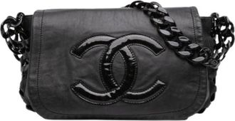 Chanel Pre-owned Vintage Flap Shoulder Bag - Dames - Vintage Schoudertas - Zwart - ONE Size - Leer - Vintage