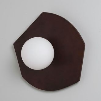 Maisons du monde Aplique de pared de madera de hevea con globo opaco