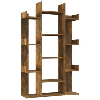 vidaXL Book Cabinet Smoked Oak 86x25.5x140 cm Engineered Wood vidaXL