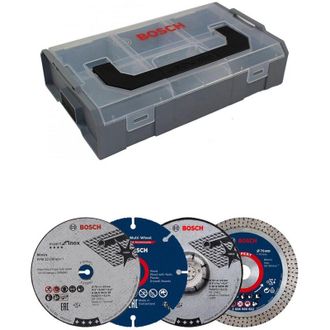Bosch Professional Juego De Discos De 9 Piezas De 76 Mm En Mini L-boxx (para Gws-12v, &Oslash; 76 Mm, Accesorios Amoladoras Angulares)