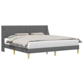 vidaXL Estructura De Cama Con Cabecera Gris Oscuro 180 X 200 Cm Tela Vidaxl