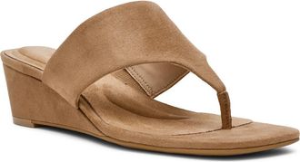 Anne Klein Willing Wedge Sandal in Sand Suede at Nordstrom, Size 7.5