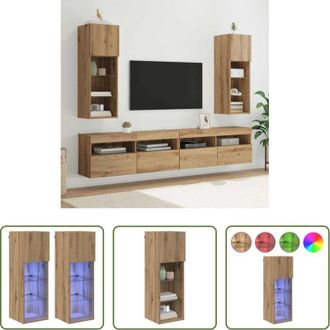 vidaXL vidaXL Armadio tv con luci led - Mobiletti TV a parete 2 pcs Rovere artigianale