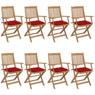 vidaXL Sillas De Jard&iacute;n Plegables 8 Uds Y Cojines Madera Maciza Acacia Vidaxl