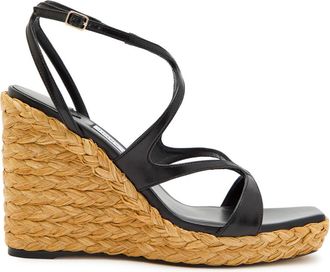 Jimmy Choo London Ayla 110 Leather Espadrille Wedge Sandals - Black - 36 (IT36/ UK3)