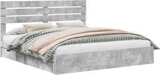 vidaXL Storage Bed Concrete Grey 180 x 200 cm Engineered Wood vidaXL