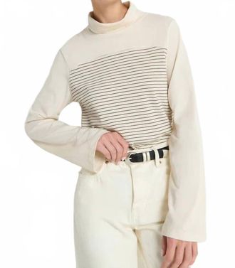 Nation Ltd Tamara Turtleneck Top In Espresso Pinstripe