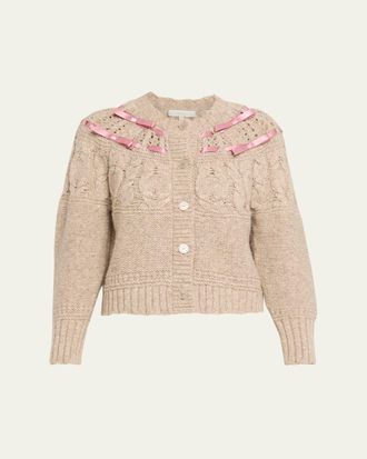 LoveShackFancy Clementian Alpaca-Blend Ribbon Cardigan