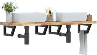 vidaXL Estante De Lavabo De Pared Acero Y Madera Maciza De Acacia Vidaxl