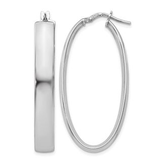 Diamond2Deal Sterling Silver Polished Oval Hinged Hoop Earrings
