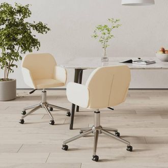 vidaXL Sillas De Comedor Giratorias 2 Unidades Tela Color Crema Vidaxl
