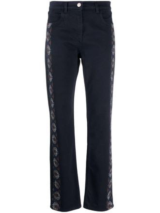 Etro floral-stripes straight-leg jeans - Blue