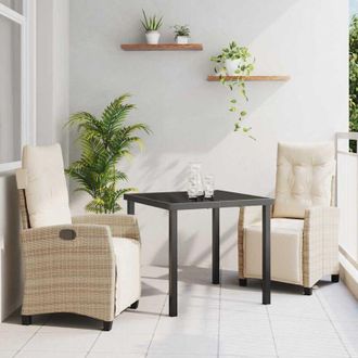 vidaXL Vidaxl - Conjunto De Comedor De Jard&iacute;n 3 Pcs Beige Rat&aacute;n Sint&eacute;tico