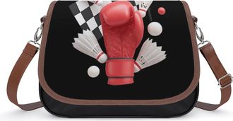 Generic Boxing Badminton Game Racing Flag Womens Crossbody Bag Fashion Shoulder Handbags Message Tote Bag with Adjustable Strap