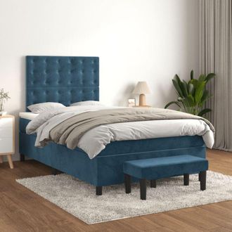 vidaXL Cama Box Spring Con Colch&oacute;n Terciopelo Azul Oscuro 120x200 Cm Vidaxl