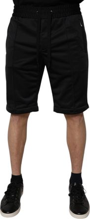 Dolce & Gabbana Black Polyester Mid Waist Men Bermuda Mens Shorts