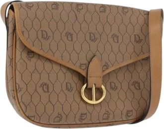 Dior Pre-owned Cross Body Bags, female, Beige, Size: ONE SIZE Pre-owned Plastic Honeycomb Canvas Shoulder Bag