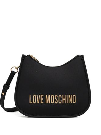 Love Moschino Schoudertas met logoplakkaat - Zwart
