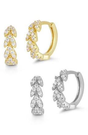 Glaze Jewelry 2-Pack CZ Huggie Hoop Earrings in Gold/Silver at Nordstrom Rack