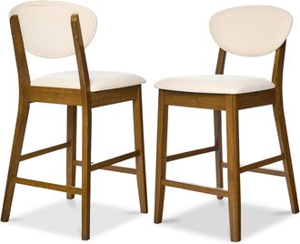 Best Choice Products 2-Piece Mid-Century Modern Wood and Upholstered Counter Height Bar Stool Set