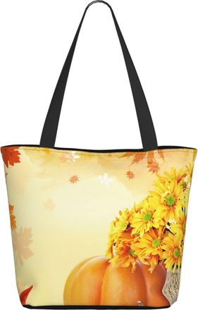 AOOEDM Autumn Sunflower Leaves Pumpkin Ladies Shopping Bag 13x11x7in.The Perfect ValentineS Day Gift.It Is The Best ValentineS Day Gift For Mom, Daughter, Wi