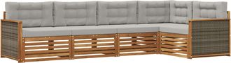 vidaXL Conjunto De Sof&aacute;s De Exterior 5 Uds. Natural Y Gris Claro Vidaxl
