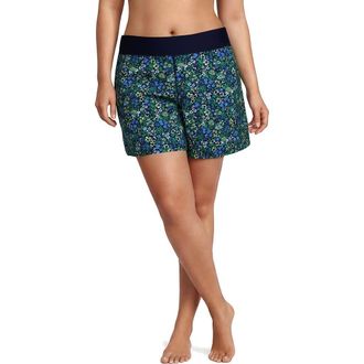 Lands End Plus Size SunShade UPF 50 5 Board Shorts with Panty in Navy Multi Ditsy Floral at Nordstrom, Size 26W