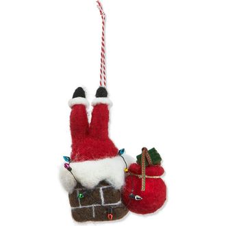 Tag Santa in Chimney Wool Ornament - Multicolor Christmas Decor in Multicolored at Nordstrom