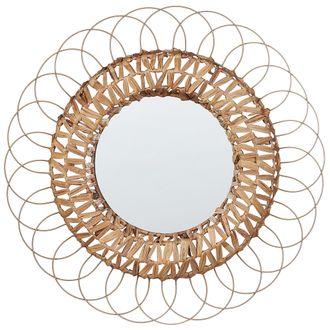 Beliani Beliani - Espejo De Pared De Jacinto De Agua Natural Beige 67 Cm Boho Recibidor Pamol