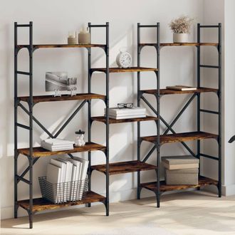 Berkfield Home Bookshelf Smoked Oak 160x28.5x136.5 cm Engineered Wood in Brown