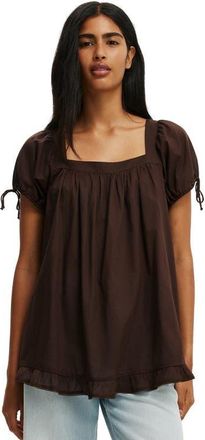 Cotton On Womens Eliza Babydoll Tunic Top in Dark Oak at Nordstrom, Size 8