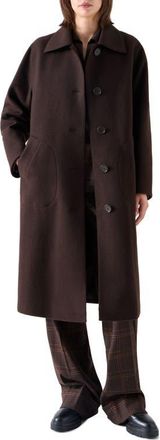 Akris Wool Blend Coat in Espresso at Nordstrom, Size 14