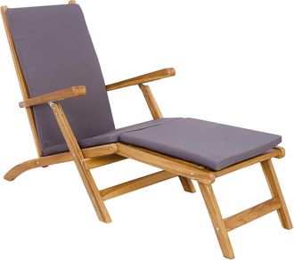 vidaXL Silla De Patio Plegable Con Coj&iacute;n Gris Oscuro Vidaxl