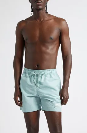 Amiri Patch Swim Trunks in Powder Teal at Nordstrom, Size Xx-Large